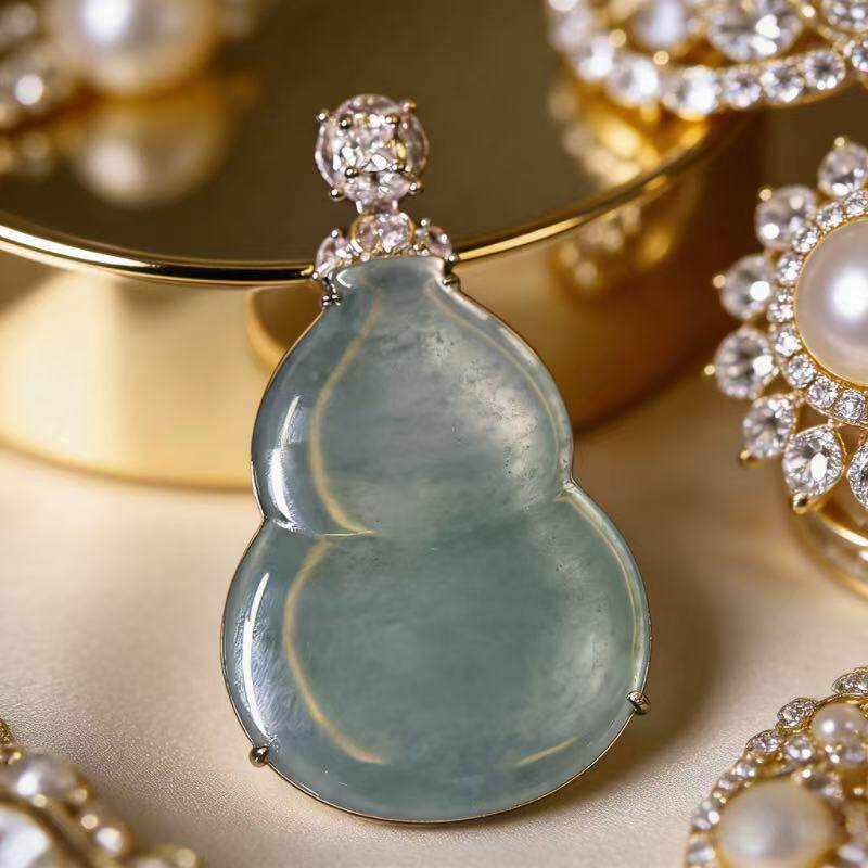 新款天然A货翡翠冰种葫芦吊坠挂件时尚高定时尚百搭款KBR51113004