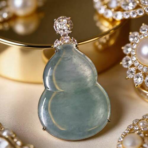 新款天然A货翡翠冰种葫芦吊坠挂件时尚高定时尚百搭款KBR51113004