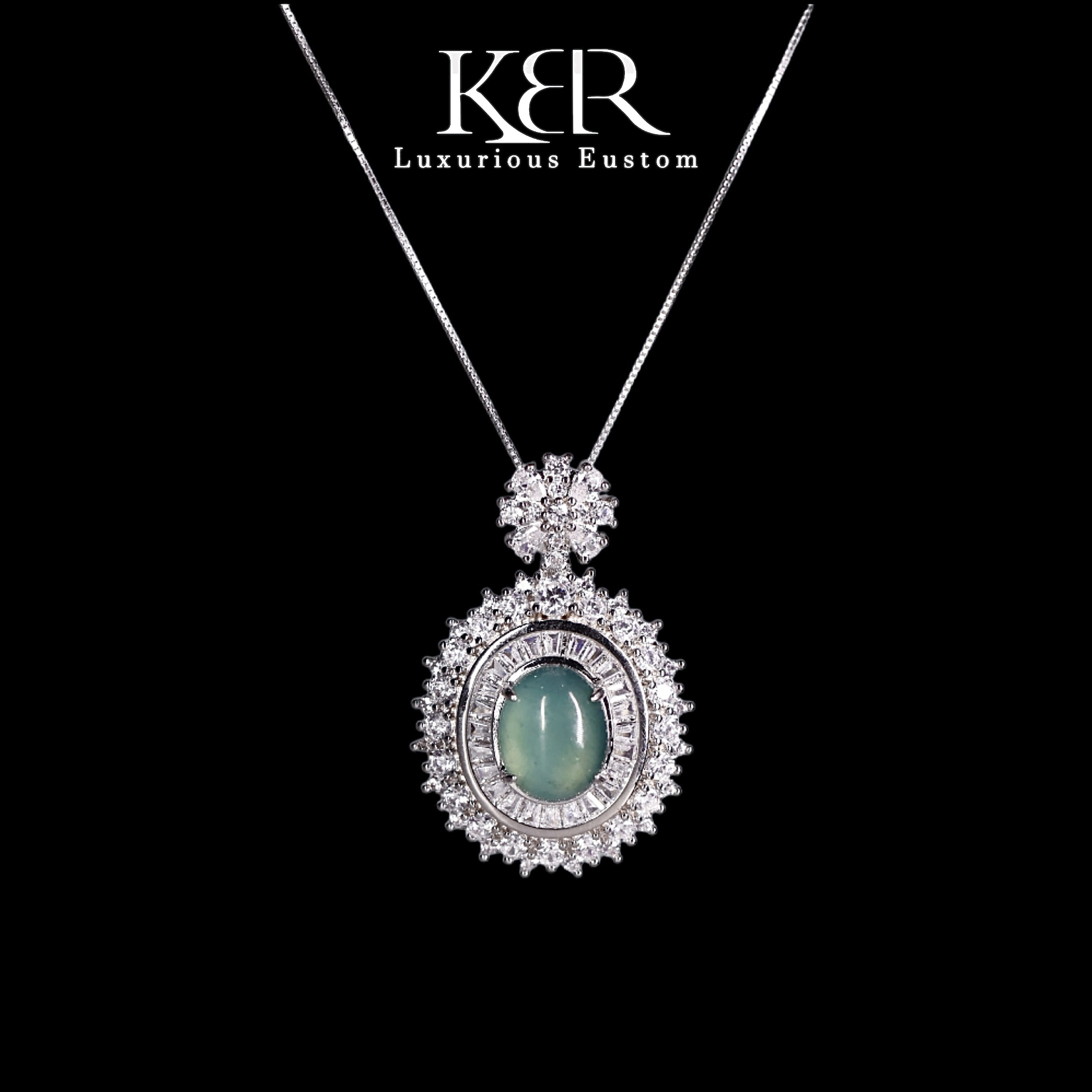 【芳芳力荐】高定豪镶天然A货翡翠高冰蓝水蛋面吊坠KBR1221002
