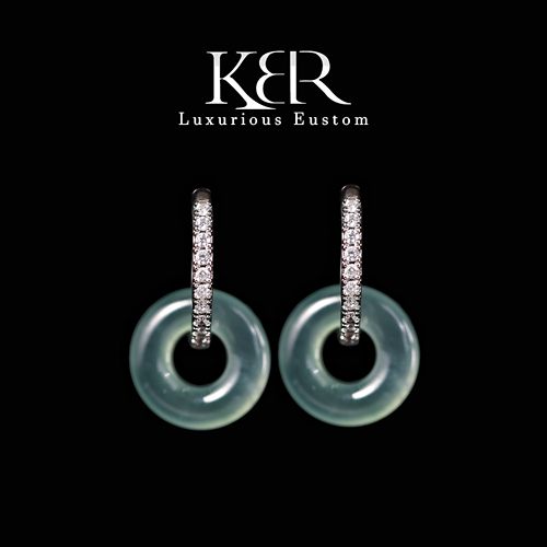 【颖有尽有】短款高定天然A货翡翠平安扣耳饰简约百搭 KBR0604001