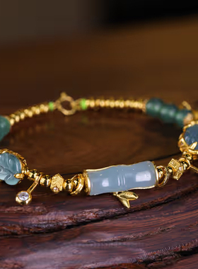 新款天然A货翡翠竹节叶子手串手链时尚气质多样性发货 KBR1217002