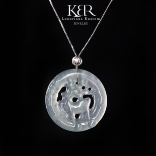 天然A货翡翠S925银吊坠项链时尚 新款 百搭KBR0513001 颖有尽有