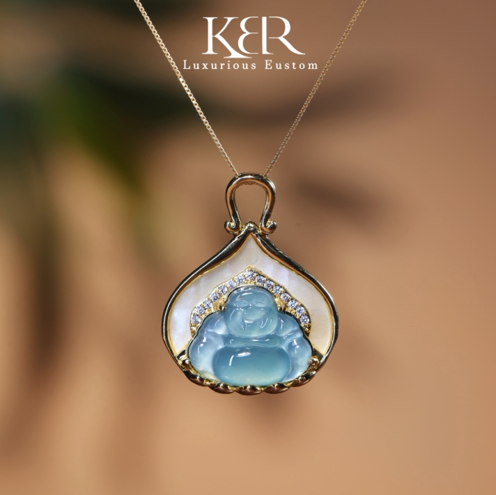 翠心佛喜乐福韵吊坠  新款天然A货翡翠豪镶佛公吊坠 KBR0609002