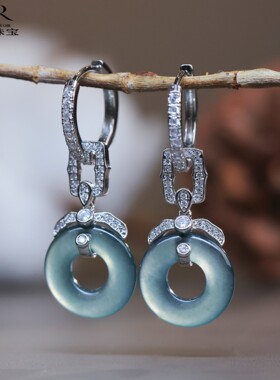 【颖有尽有】天然A货翡翠平安扣甜甜圈耳环耳饰时尚KBR1111001