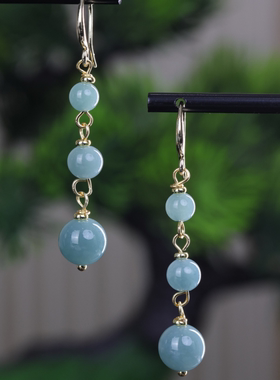 【颖有尽有】天然A货翡翠圆珠流苏款耳饰简约百搭时尚KBR0303025