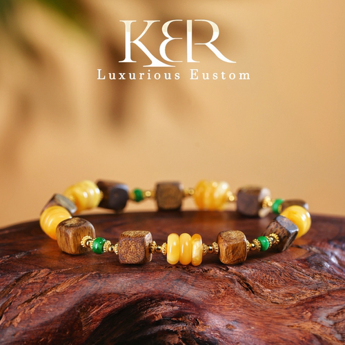 【颖有尽有】新款天然A货翡翠沉香蜜蜡手串手链百搭KBR0527006