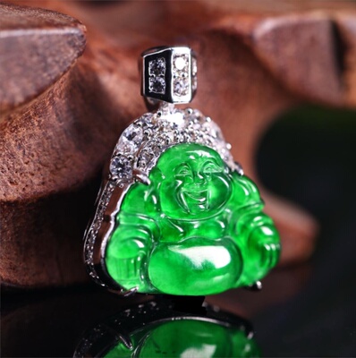 【悟空粉丝专享】高定天然A货翡翠冰种满绿佛公吊坠 KBR50905003