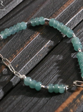 新款天然A货翡翠 高定设计款手链 珠珠单圈复古手作 KBR1123002