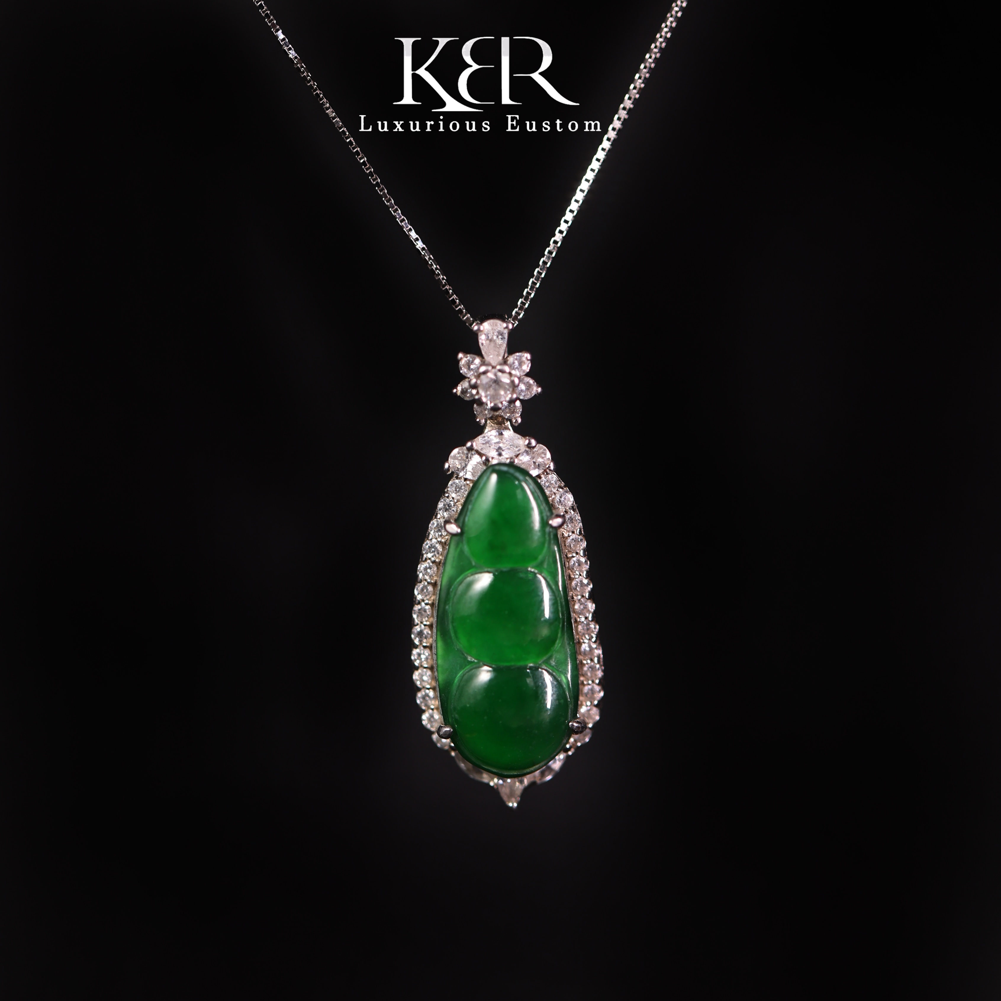 【颖有尽有】高定设计款冰种天然A货翡翠豆子吊坠 JJCYX0305004