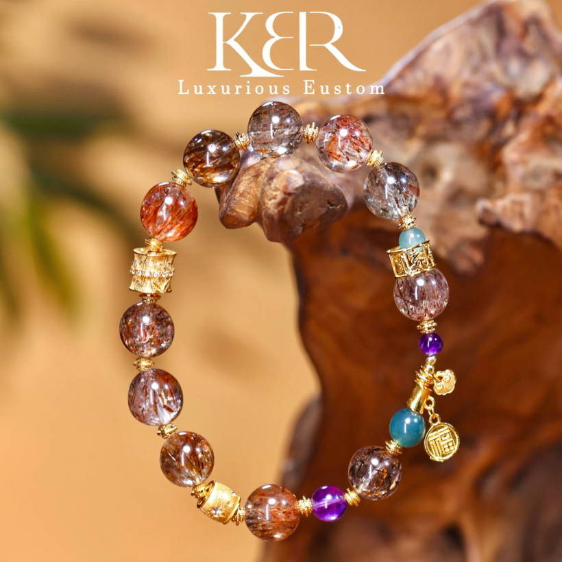 【宝藏珠宝】新款天然A货翡翠超七水晶单圈手串百搭 KBR50623003