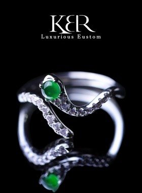 【颖有尽有】新款天然A货翡翠满绿戒指精致时尚百搭款KBR0320001