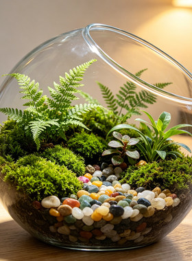 创意生态瓶微景观 玻璃球苔藓diy造景摆件办公室桌面绿植装饰礼物