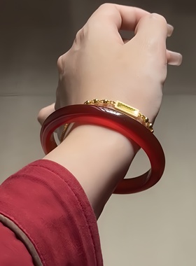 车厘子红水晶手镯玉髓玉石镯子女