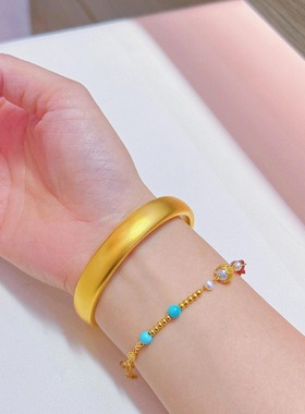 古法素面仿黄金轮胎手镯女款