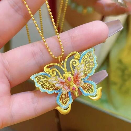 金店同款沙金蝴蝶吊坠