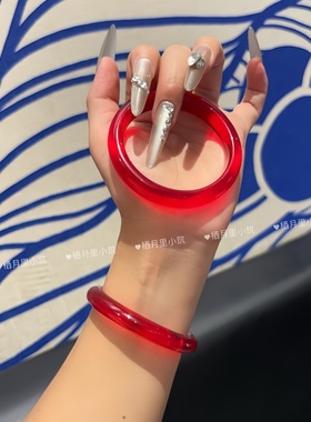 新中式纯天然红色水晶手镯