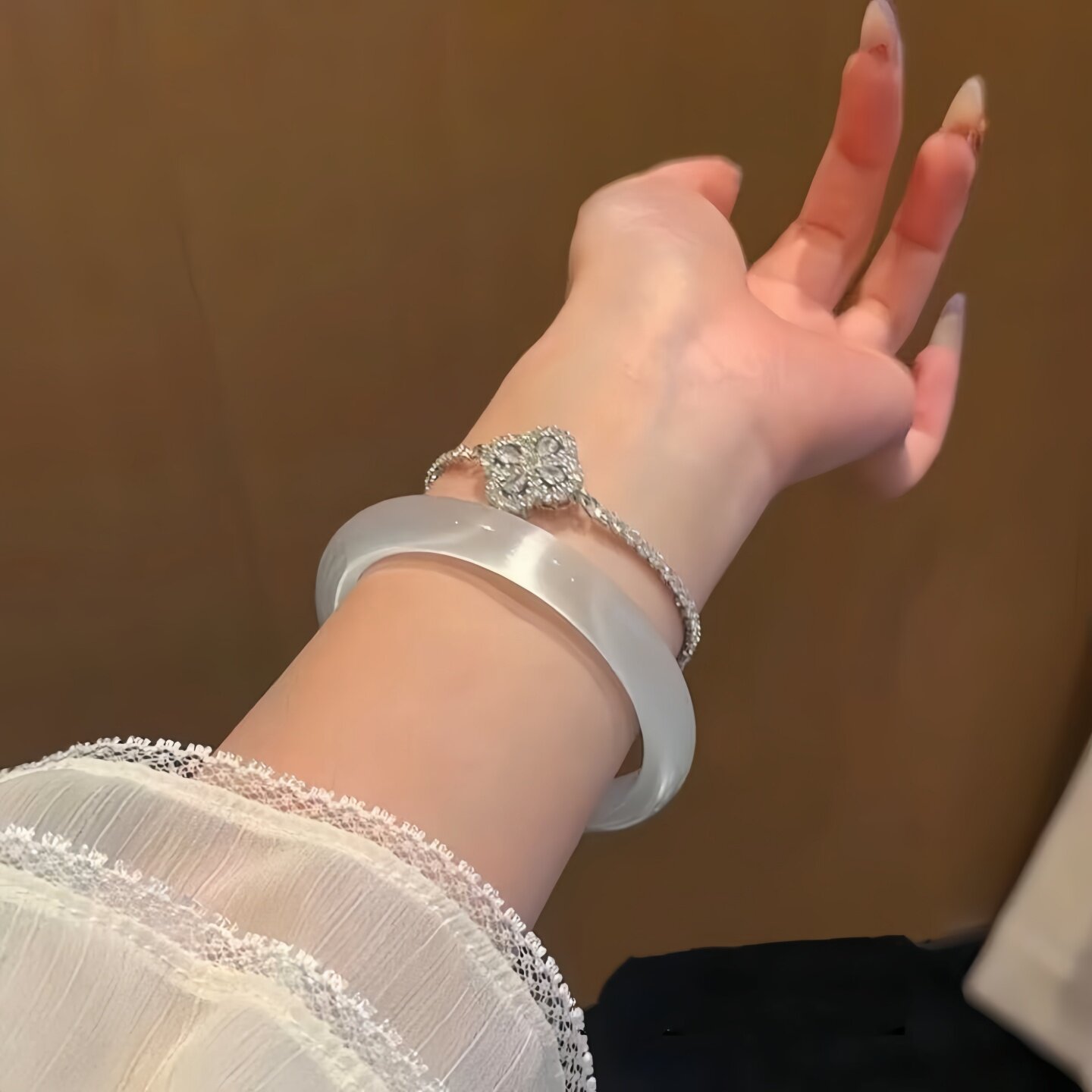 白月光手镯猫眼石玉髓气质女