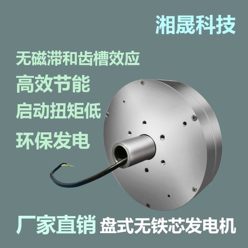 外转子盘式无铁芯发电机 高效率发 电风力发电机低速 永磁 低阻