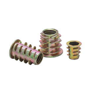 M10 锌合金内外牙螺母 沉头内六角带介镶嵌预埋木质板家具螺母