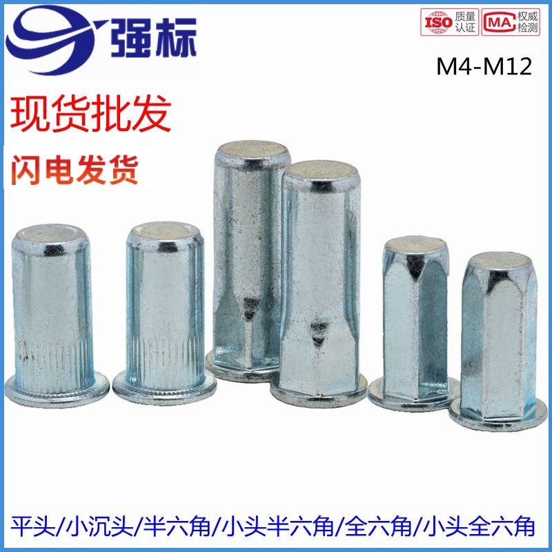 拉铆螺母盲孔竖纹防水封闭镀锌小沉头平头半六角拉姆M4M5M6M8M10