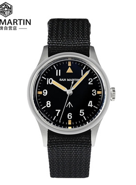 San Martin腕表军魂手表定制VH31扫秒石英飞行员复古表男SN0105XB