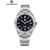 GMT男士 San Martin腕表军魂手表夜光防水NH34 自动机械表SN0129B