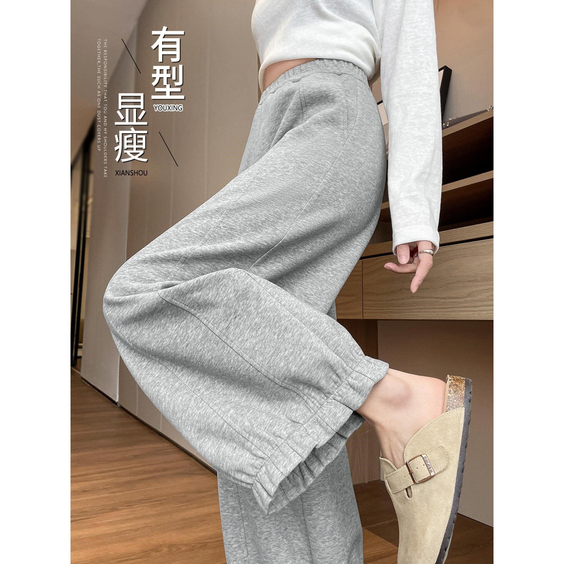 小个子宽松气球阔腿花苞裤女2026新款春秋季大码九分休闲弯刀裤子