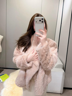 柔雾奶兔‘千金感气质少女仿水貂皮草加厚皮毛一体洋气毛毛外套