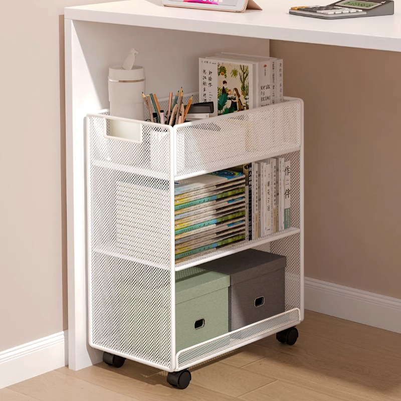 可移动书架儿童桌下书本收纳柜子带轮书包置物架家用落地简易书柜