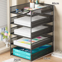 A4 desktop file rack, metal archive rack, file frame, multi-layer file storage rack, office folder storage box, bookshelf, bookstand, archive desk, stationery and supplies collection, storage rack thumbnail 6