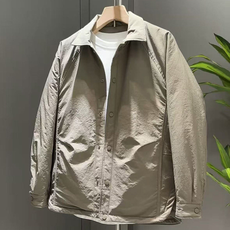春季翻领夹克男新款衬衫复古宽松休闲百搭上衣开衫男士外套潮薄款