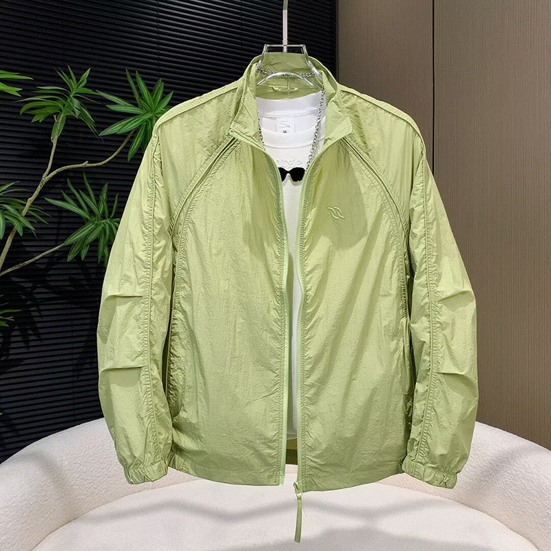 2026夏季新款潮流纯色薄款透气休闲防晒夹克男士宽松立领百搭外套