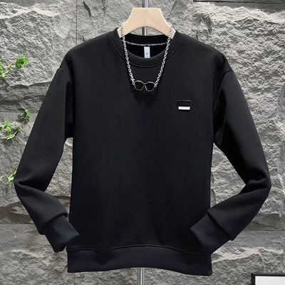 秋冬季新款潮牌感觉复古圆领卫衣男士时尚设计感小众韩版休闲上衣