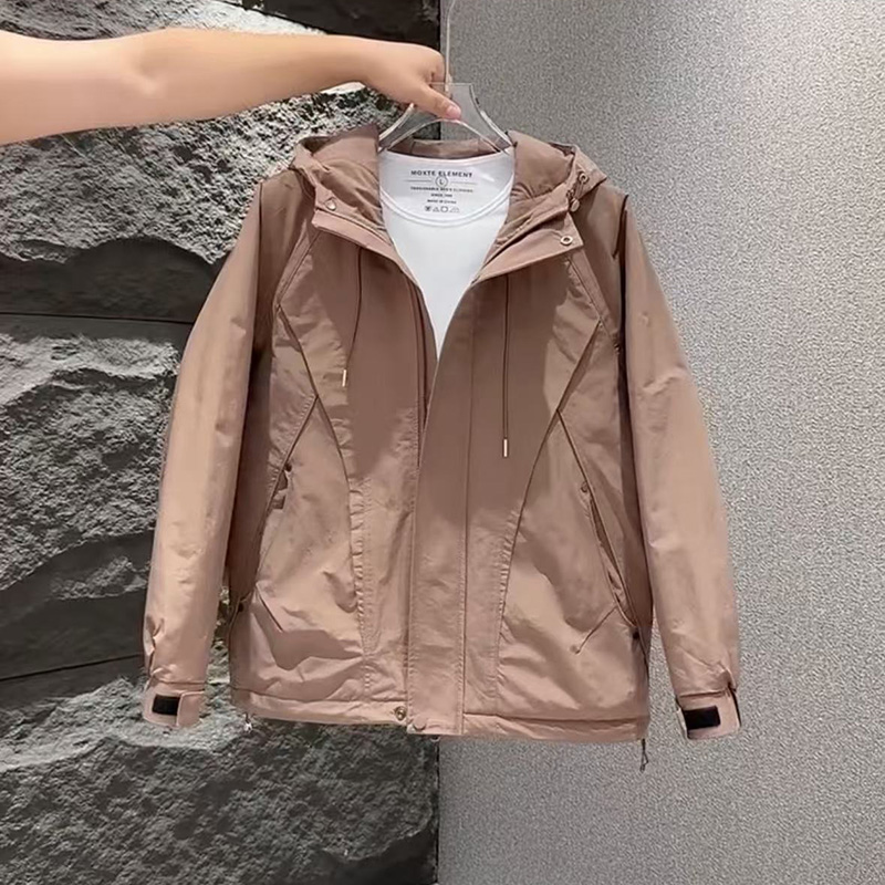 2025秋冬新款男士二棉休闲夹克外套潮牌宽松纯色百搭加棉运动上衣