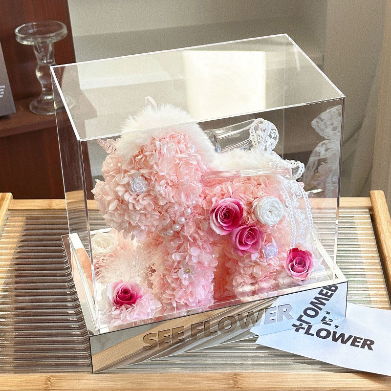 独角兽永生花玫瑰蓝牙音箱高级感礼盒摆件送老婆女友闺蜜生日礼物