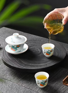 侘寂风碳化木实木果盘托盘茶几客厅茶室禅意民宿家居软装装饰摆件