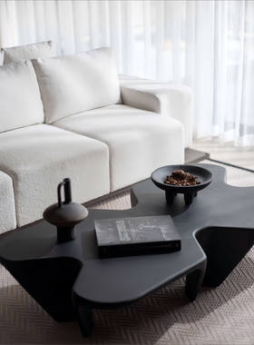 样板间家居摆饰高级感客厅桌面碳化木花器搭配侘寂软装摆件组合