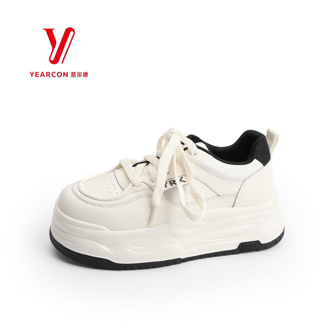 意尔康女鞋2025秋季新款真皮时尚厚底小白鞋休闲板鞋5571ZD48950Y