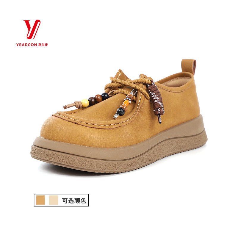 意尔康女鞋2025秋季新款复古串珠厚底休闲百搭勃肯鞋5563GD31001Y