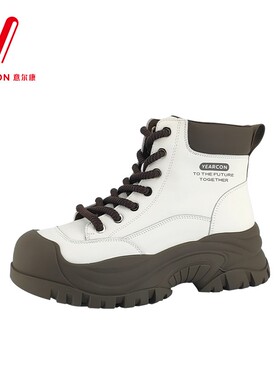 意尔康女靴2025春季新款平跟城市户外马丁靴英伦风潮S692ZH48640Y