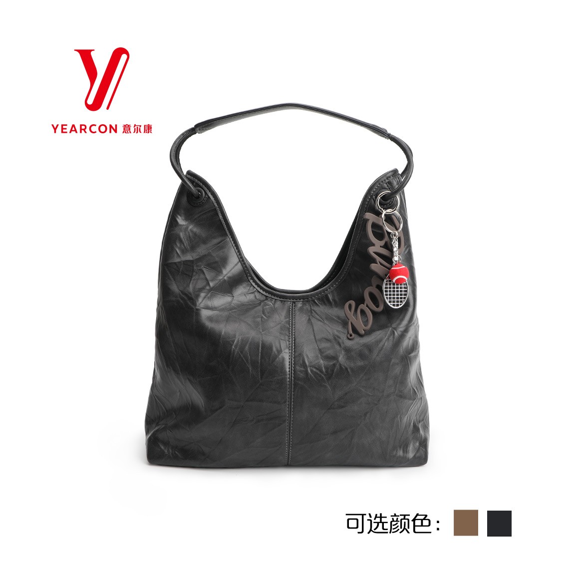 意尔康女包2025秋季新款褶皱通勤简约百搭单肩手提托特包51Y25032