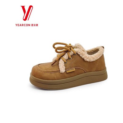 意尔康年厚底软底棉鞋系带2025冬季保暖女鞋新款5664AD130283加绒