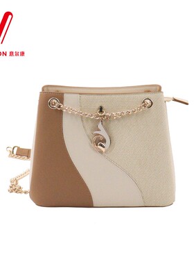 意尔康女包2025秋季新款简约百搭链条单肩斜挎水桶包S3Y28251-405
