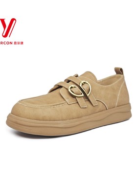 意尔康女鞋2025春夏新款复古厚底双皮扣乐福鞋休闲鞋S564AD05725Y