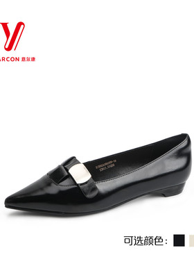 意尔康专柜女鞋2025年新款春款低跟粗跟尖头浅口单鞋5153GA39528Y