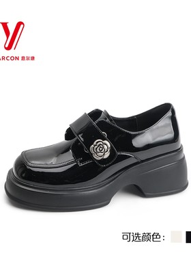 意尔康乐福鞋女款2025新款真皮亮面温柔配裙子小皮鞋5162AD08260U