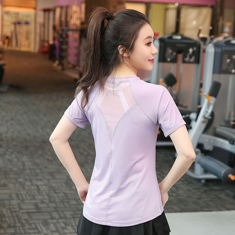 大码胖MM夏季瑜伽T恤透气速干衣
