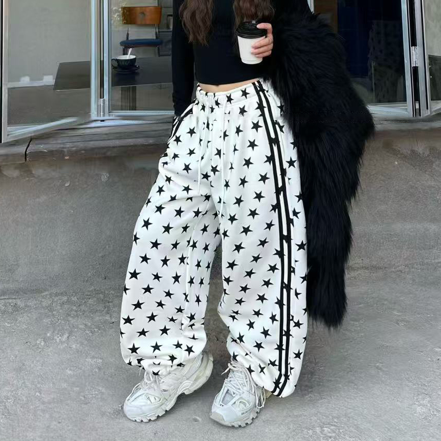 加绒加厚卫裤女潮2025年冬季新款