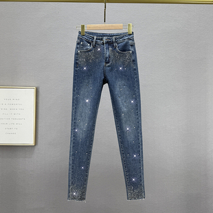 显瘦欧洲站重工小脚铅笔裤 烫钻牛仔裤 弹力修身 新款 女潮2026年秋季