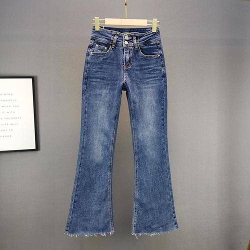 2026春季装欧货牛仔微喇裤长裤女